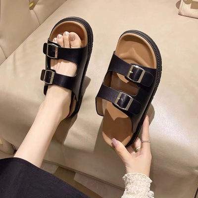 Buckle Plain Sandals (Black Size UK 40/41)